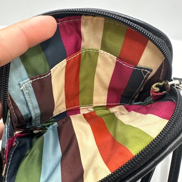 y2k COACH Poppy Black Leather Push Lock Oval Wristlet Zip - Picture 7 of 14